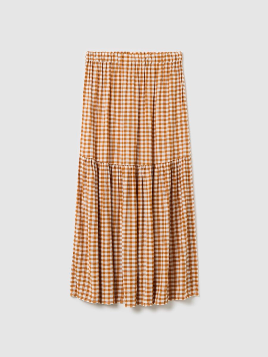 Mya Orange Check Midi Skirt_0