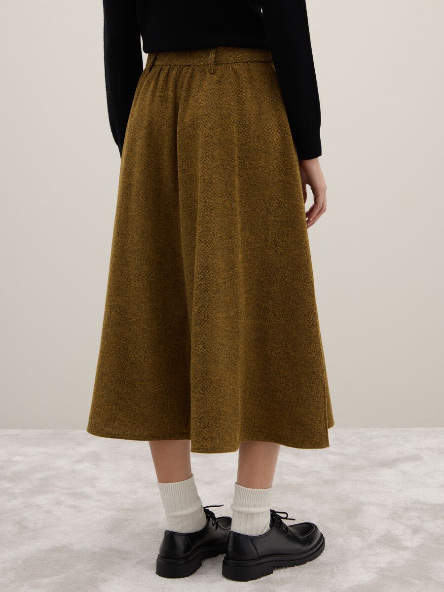 Gonna lunga in misto lana marrone regular fit_3