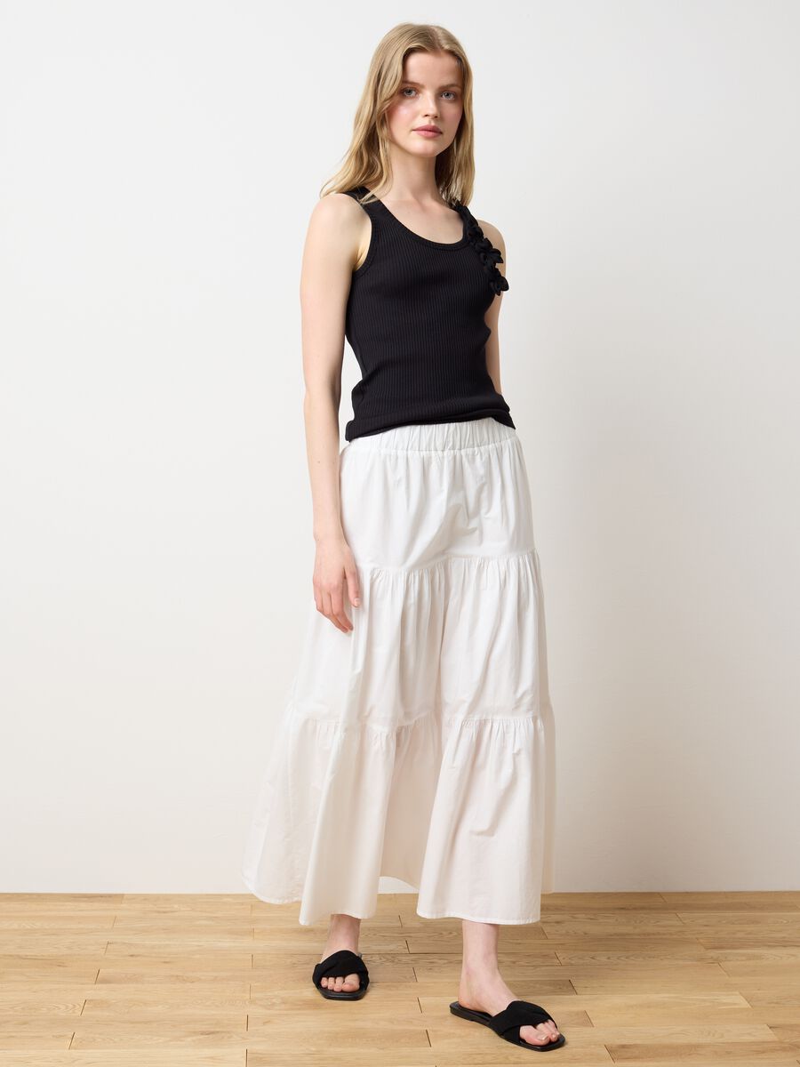 Women's long white pure cotton skirt, regular fit_0