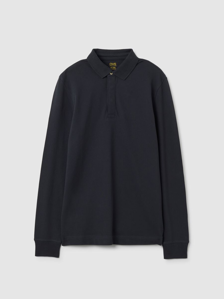Polo in cotone elasticizzato nero regular fit_4