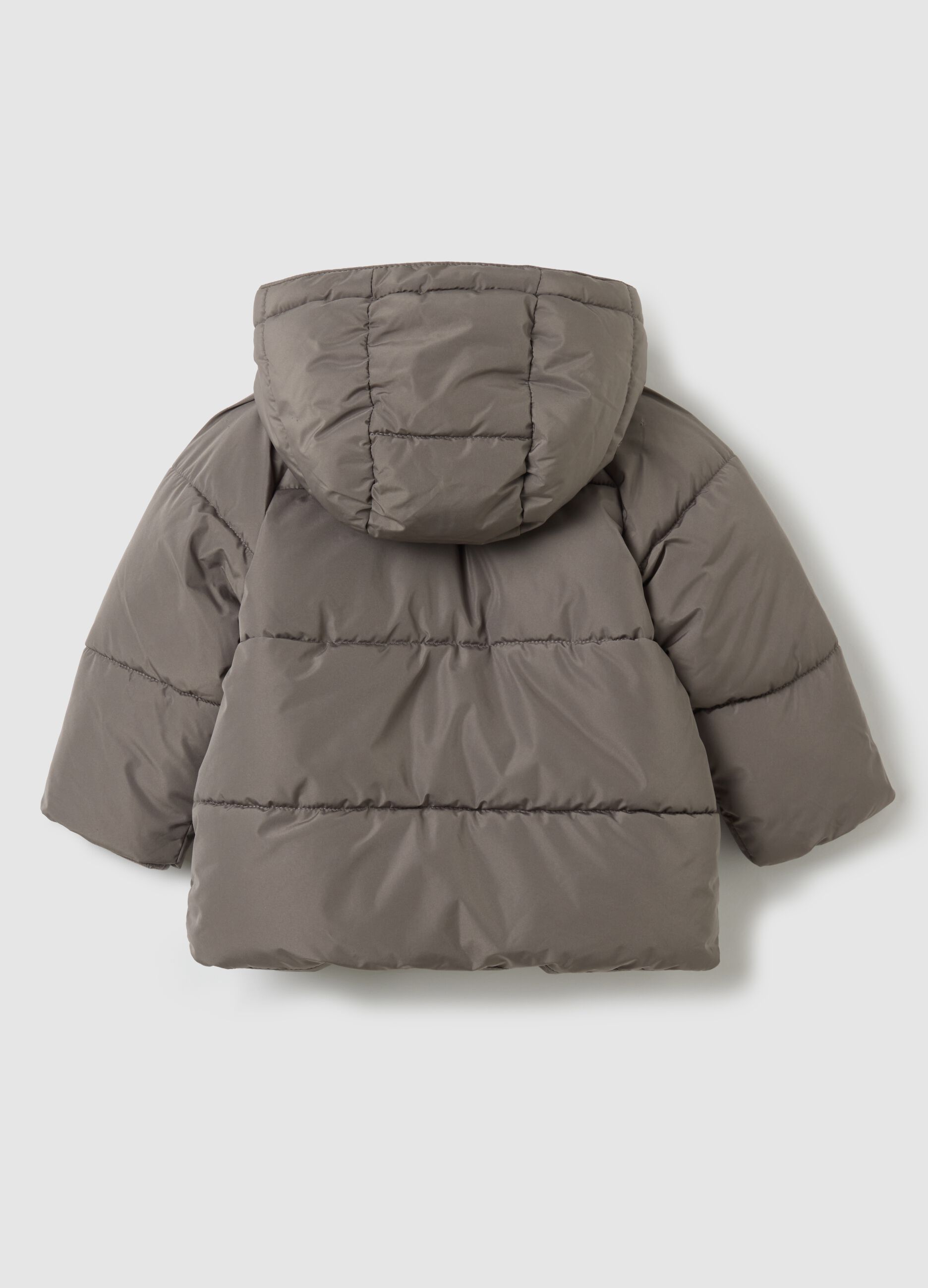 Grey Padded Children's Jacket with Hood