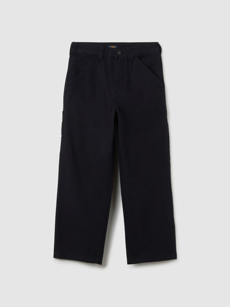 Boys' blue chino trousers in pure cotton regular fit_0