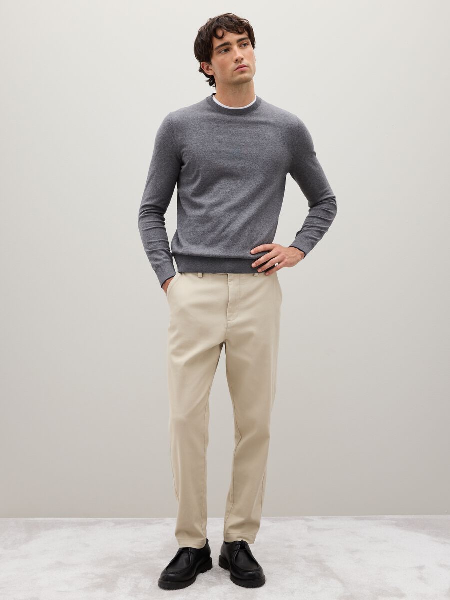 Grey Sweater in Cotton and Polyamide_1