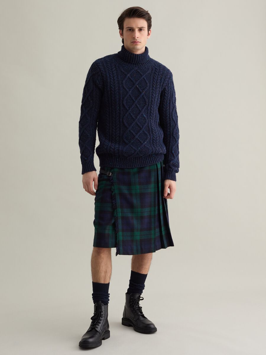 Cable-knit mélange pullover with high neck_1