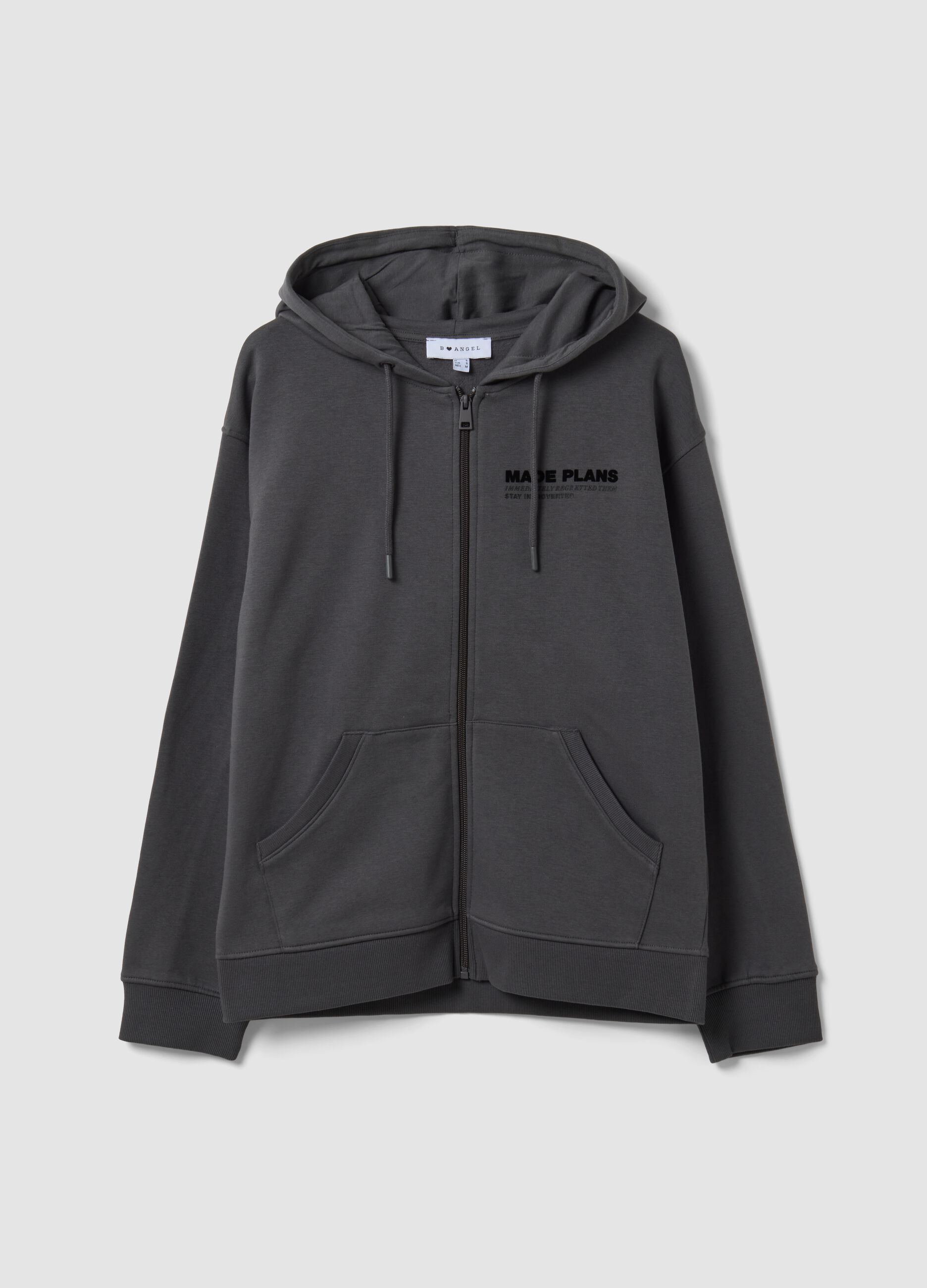 Grey cotton-blend hoodie with relaxed-fit slogan