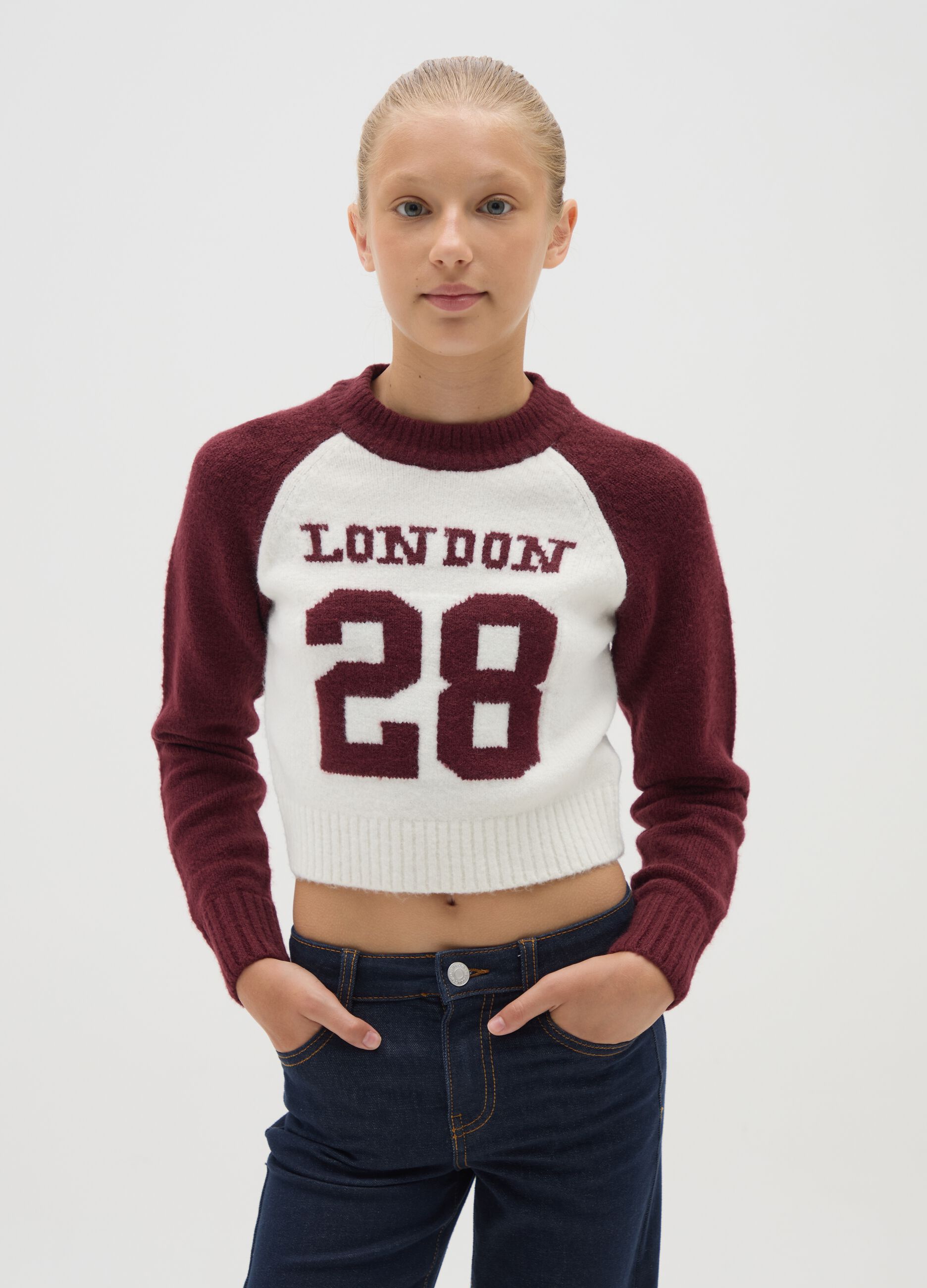 Girls' fitted acrylic blend multicolour sweater