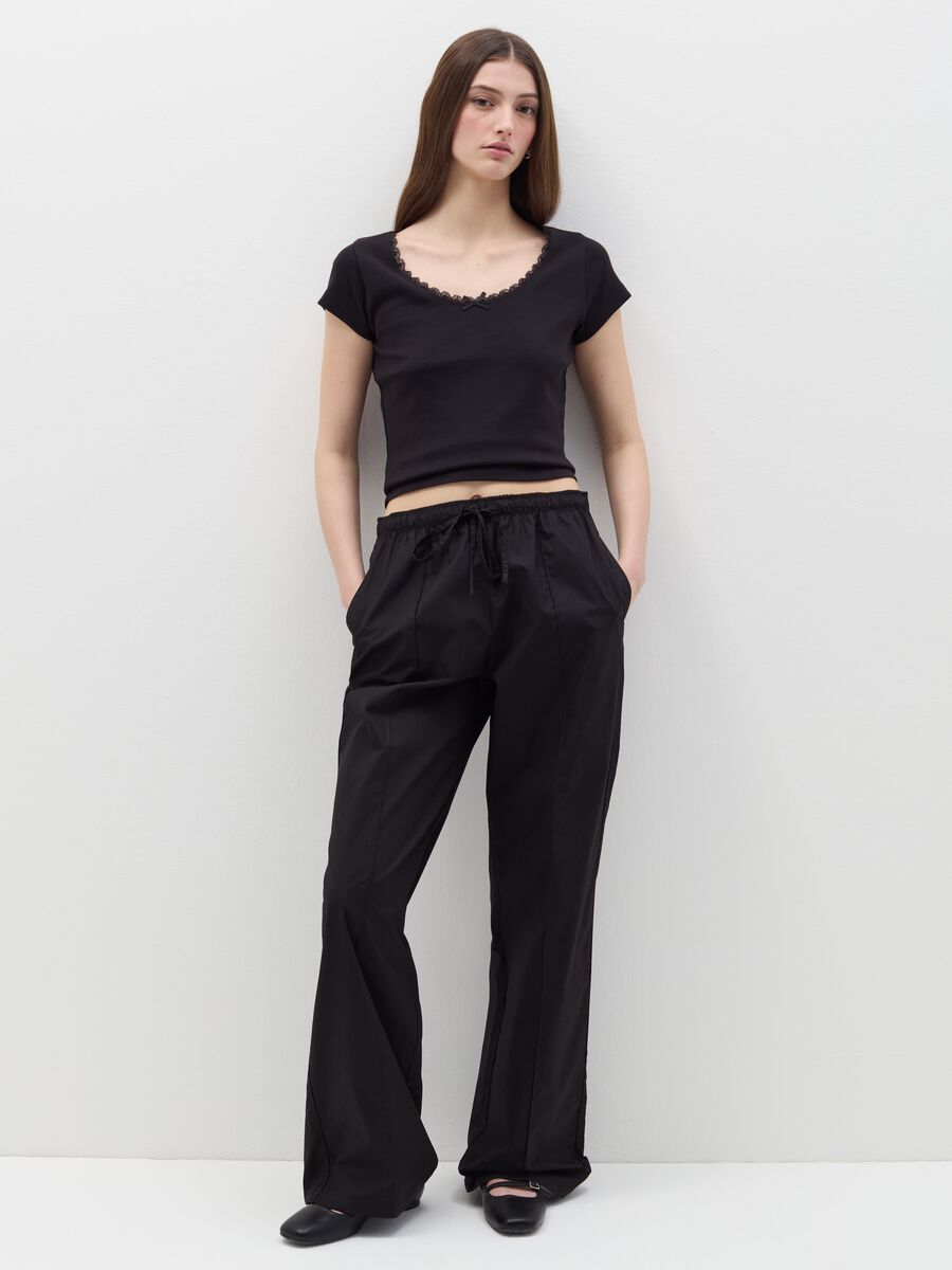 Poplin joggers with contrasting edging_0