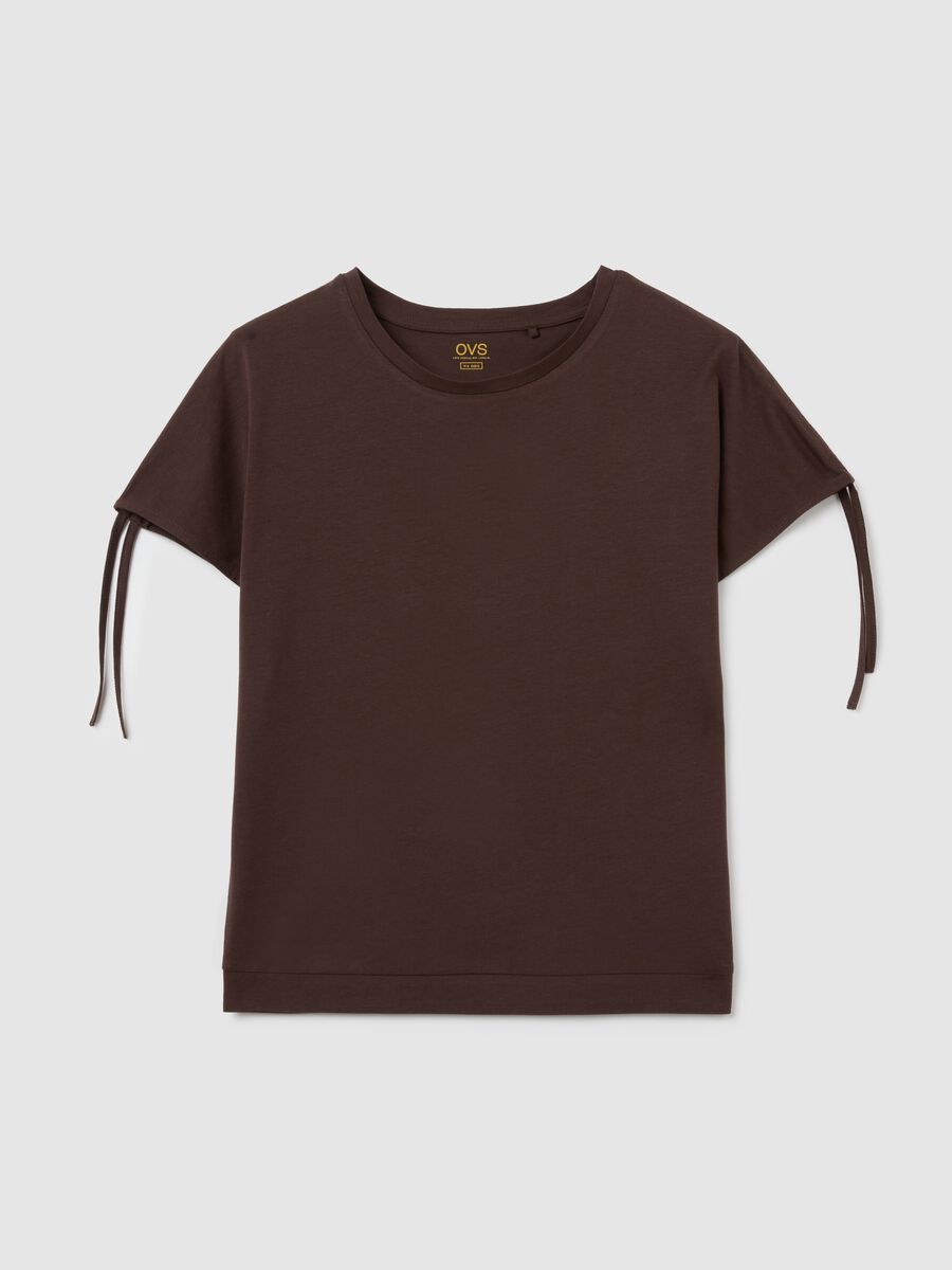 Women's brown pure cotton T-shirt regular fit_0