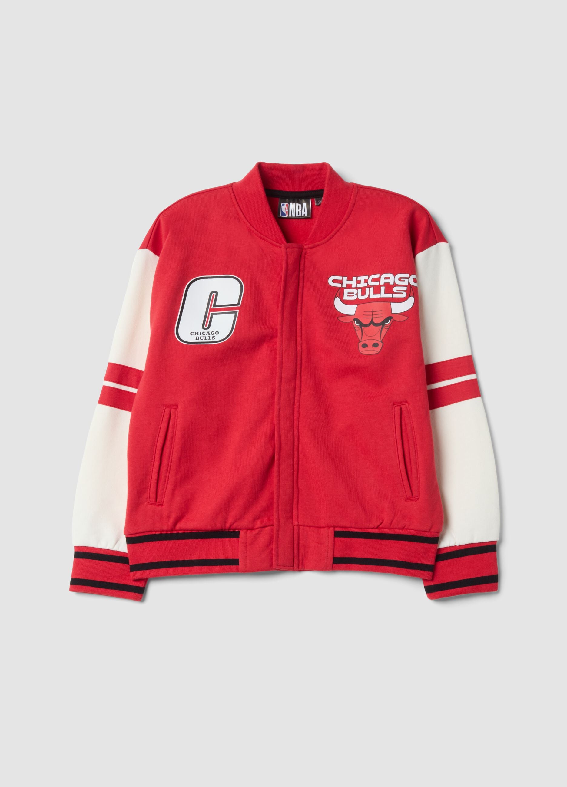 White 100% cotton oversized Chicago Bulls print sweatshirt