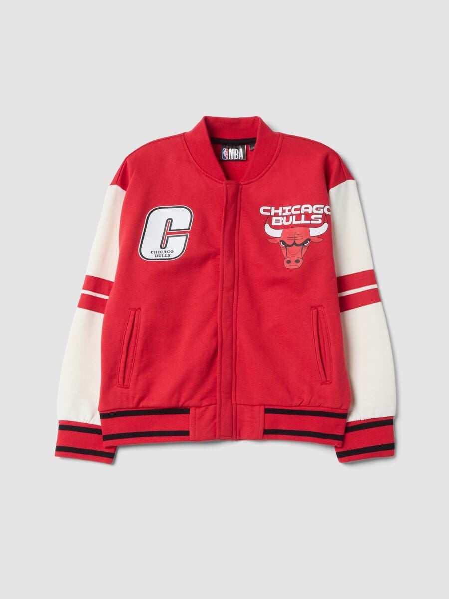 White 100% cotton oversized Chicago Bulls print sweatshirt_0