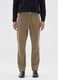 Slim fit brown pure cotton trousers_1