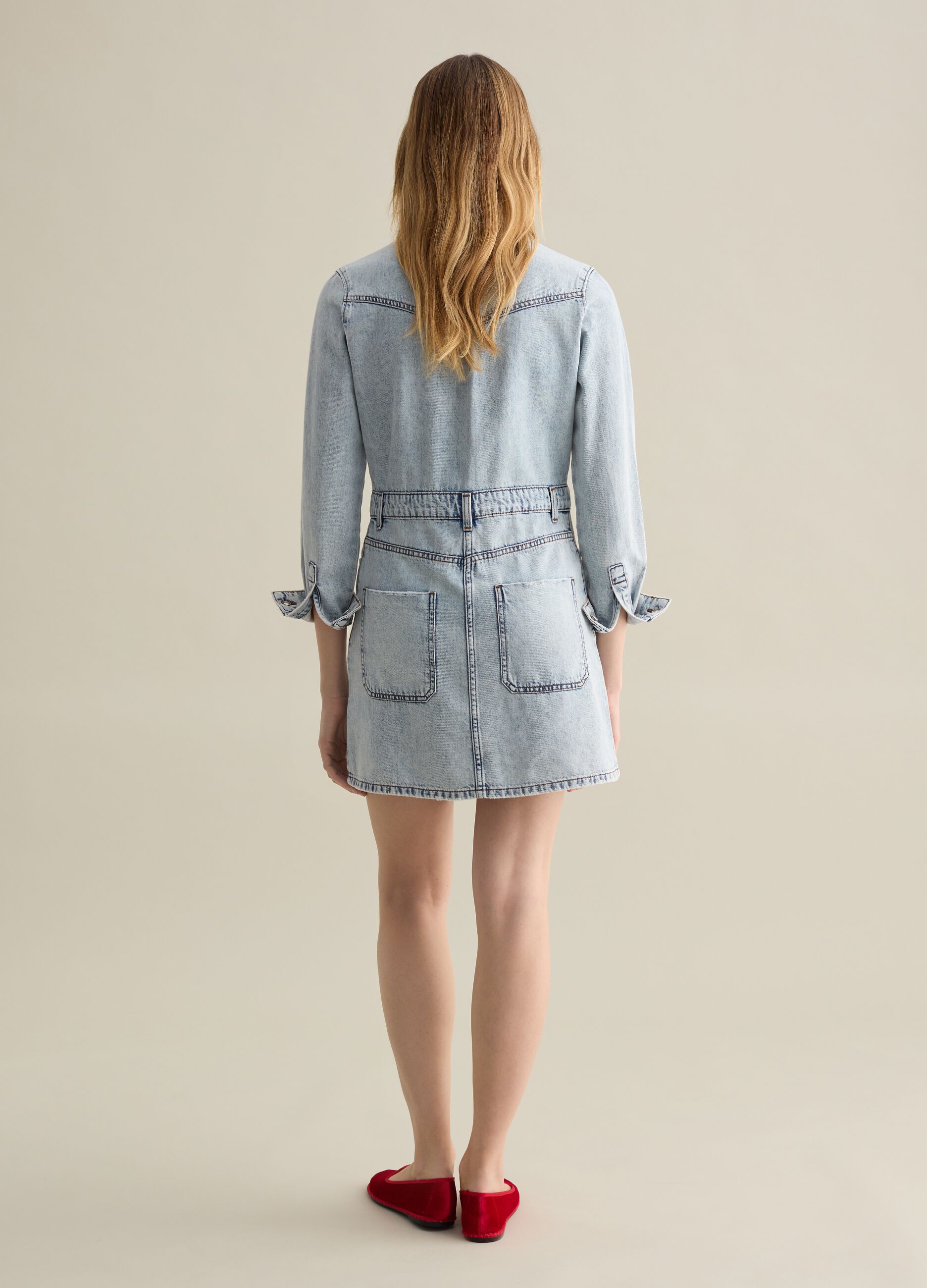 Abito chemisier in denim con bottoni