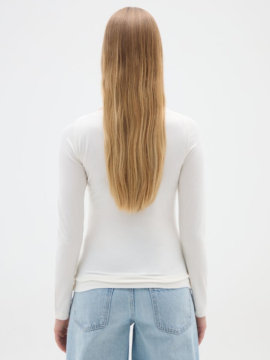 Regular fit beige stretch viscose t-shirt_2