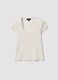 White short-sleeved stretch T-shirt_0