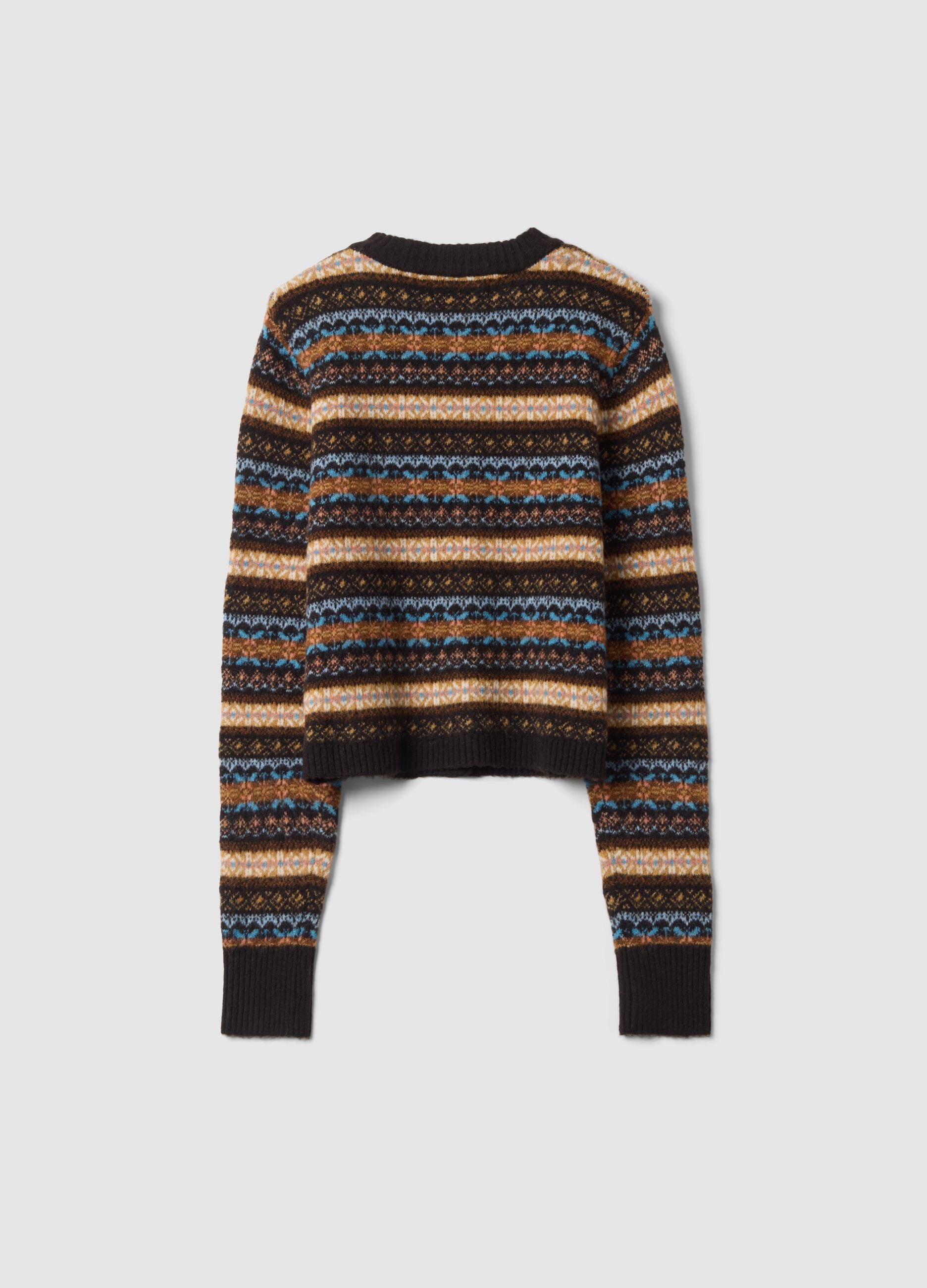 Multicolour regular-fit stretch wool cardigan