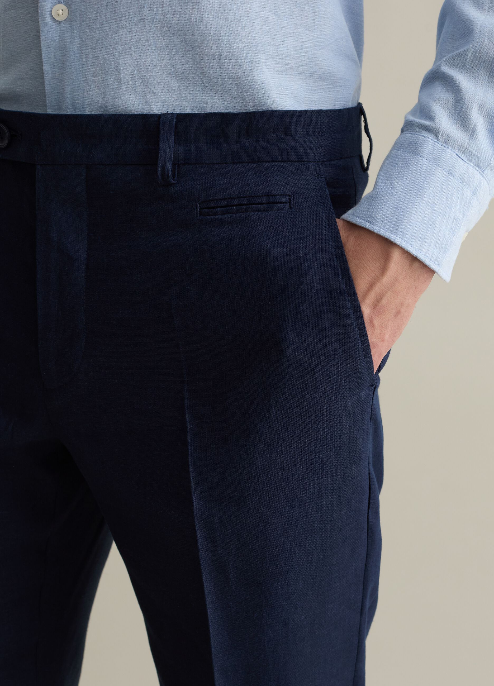 Contemporary slim-fit trousers in linen