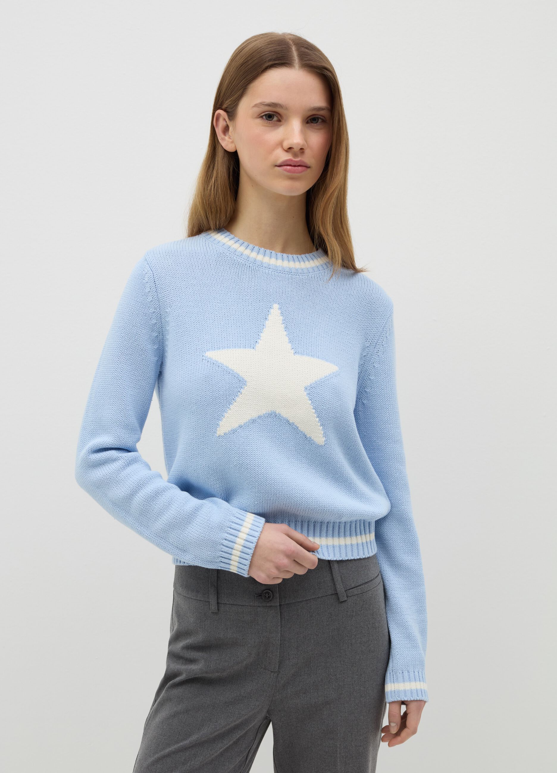 Jacquard pullover with star