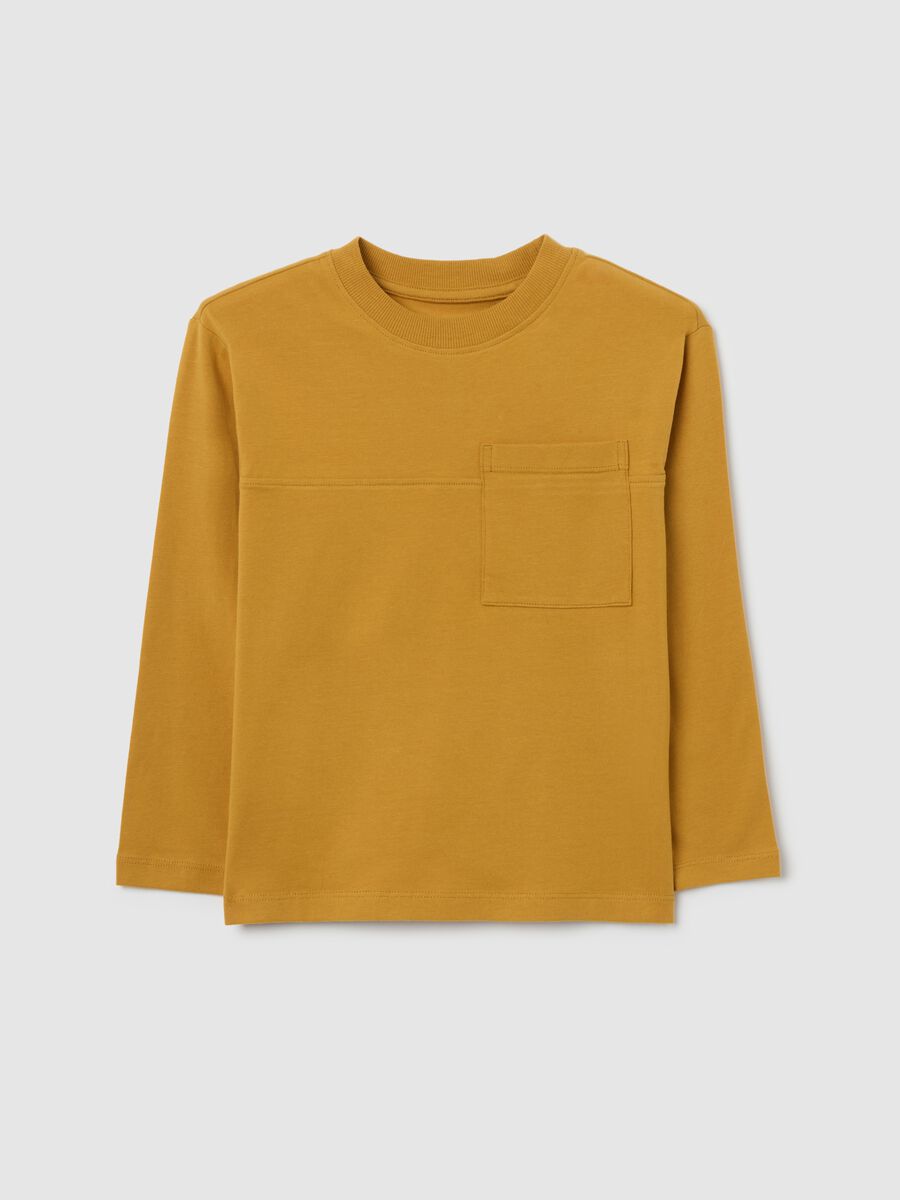 Maglia da bambino in misto cotone elasticizzato giallo regular fit_0