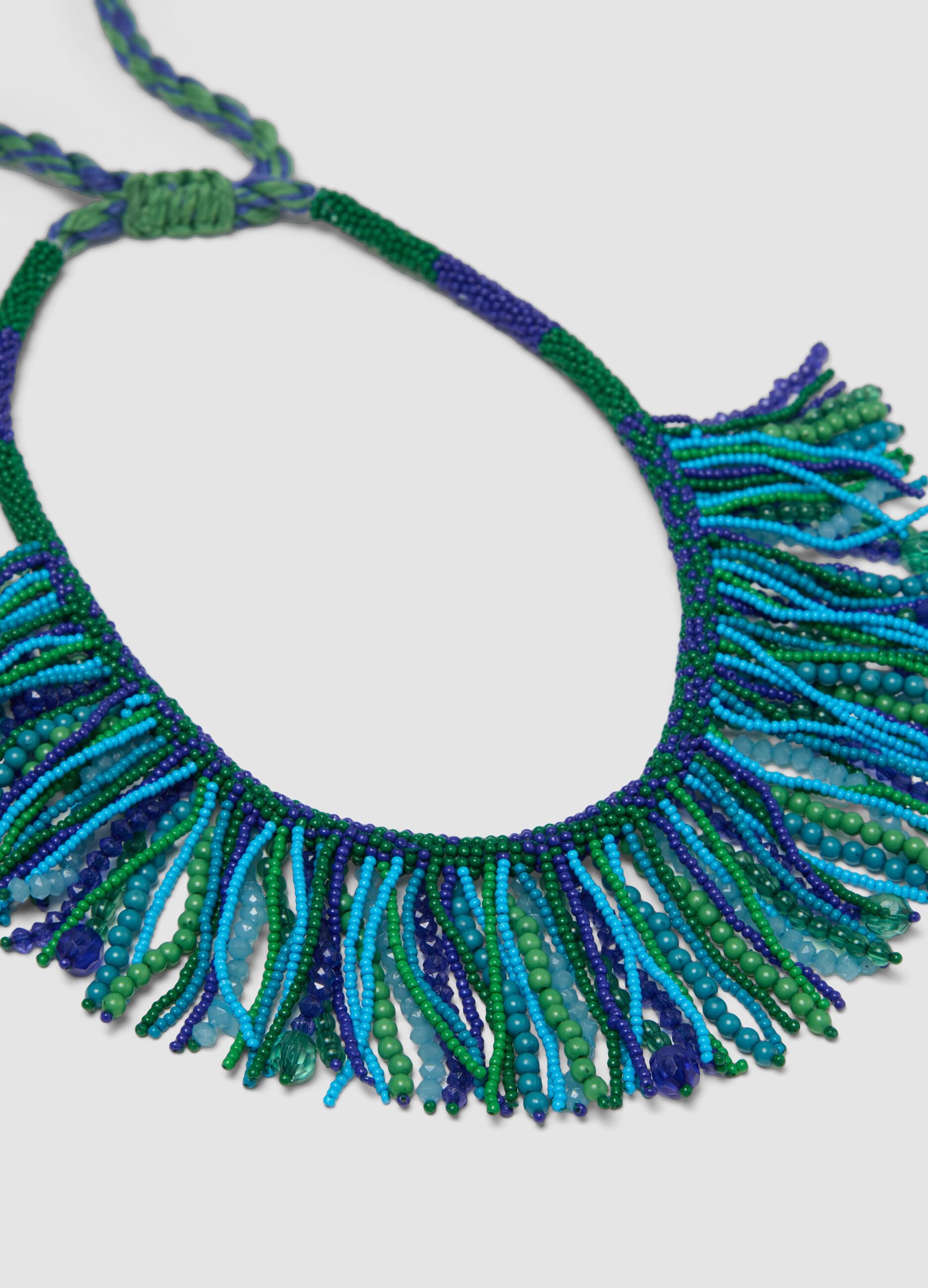 Multicolour beaded necklace with tassels