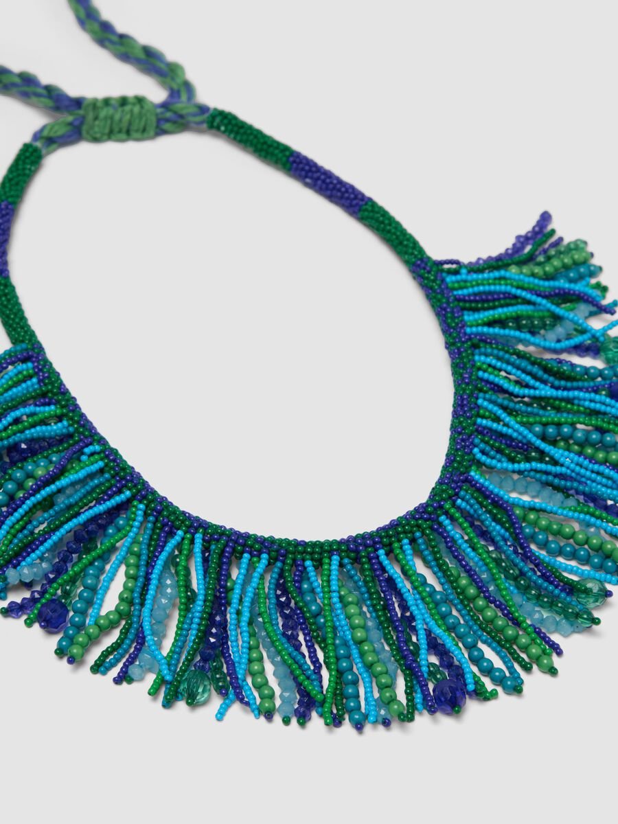 Multicolour beaded necklace with tassels_1