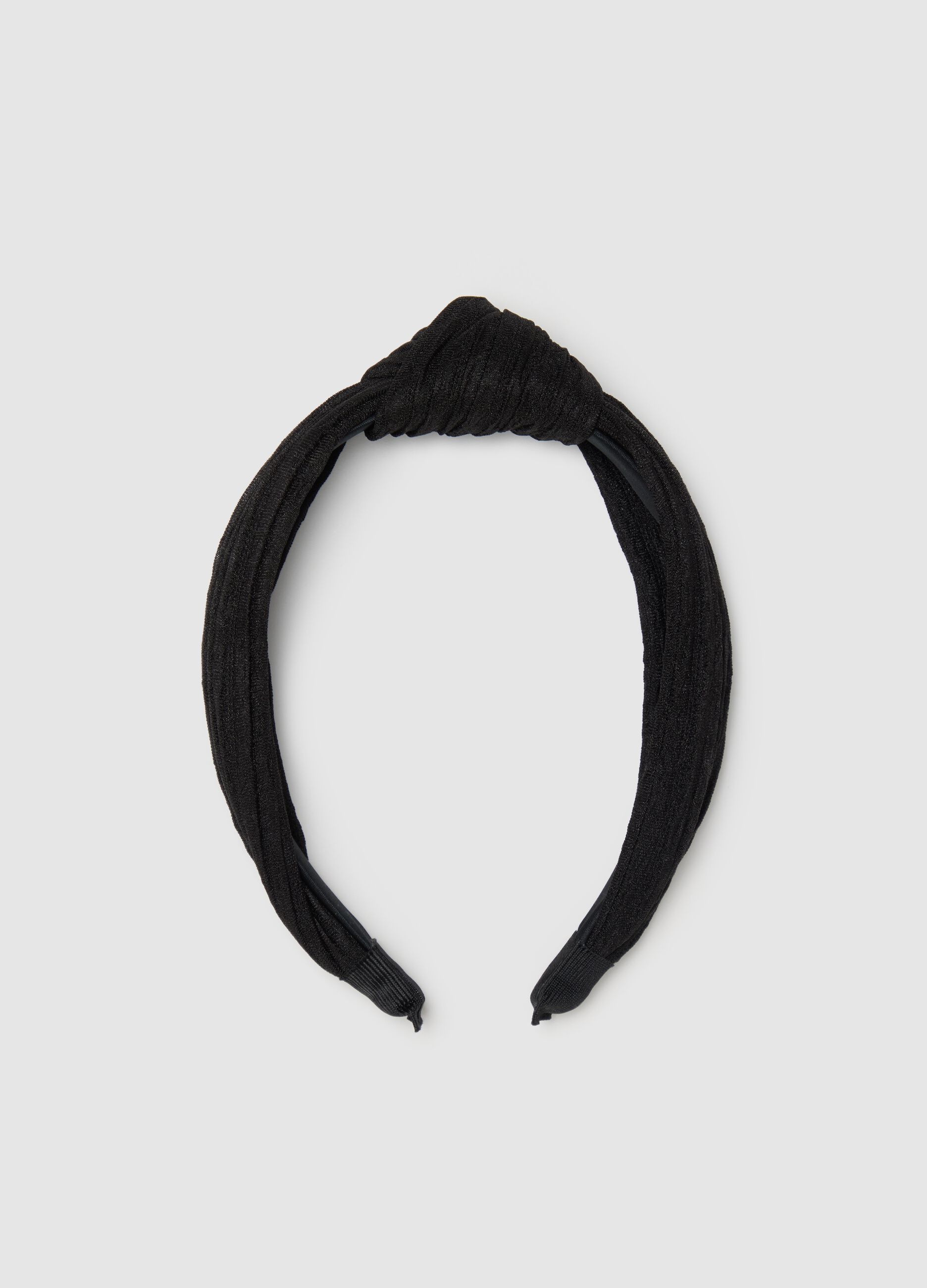 Cerchietto da donna in nero con texture arricciata