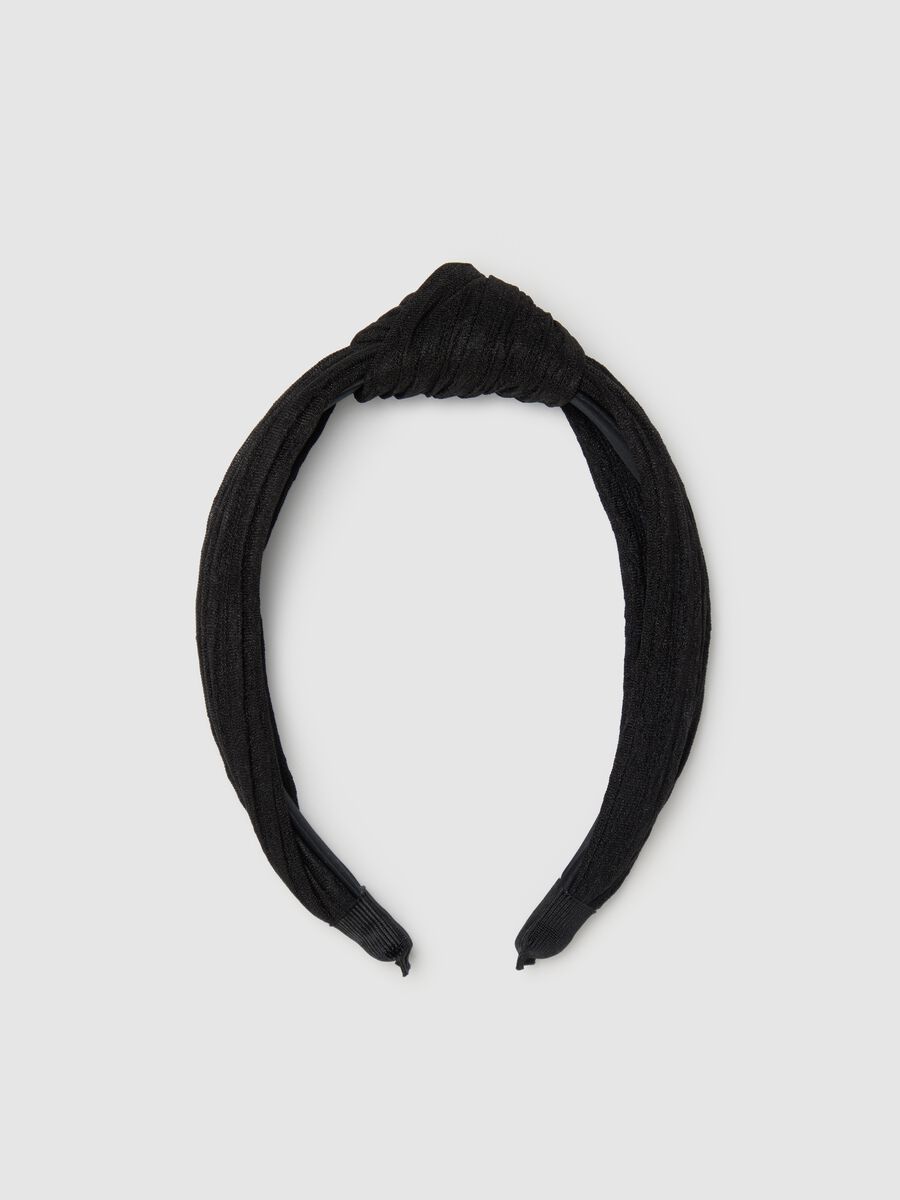 Women's black headband with ruched texture_0