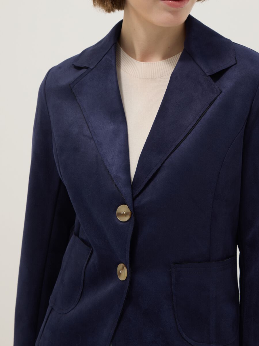 Giacca leggera blu regular fit con tasche_3