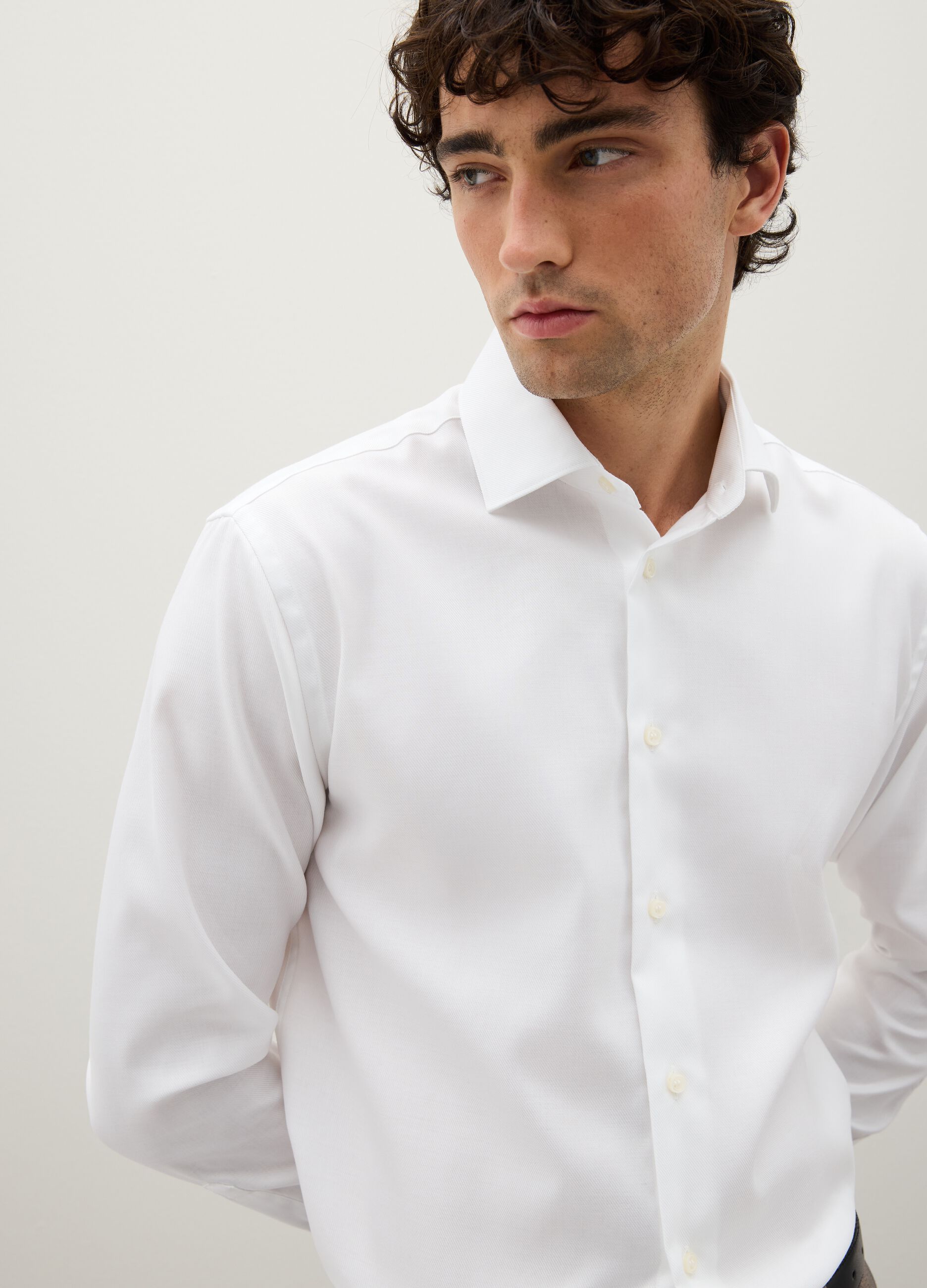 White Long-Sleeve Cotton Shirt
