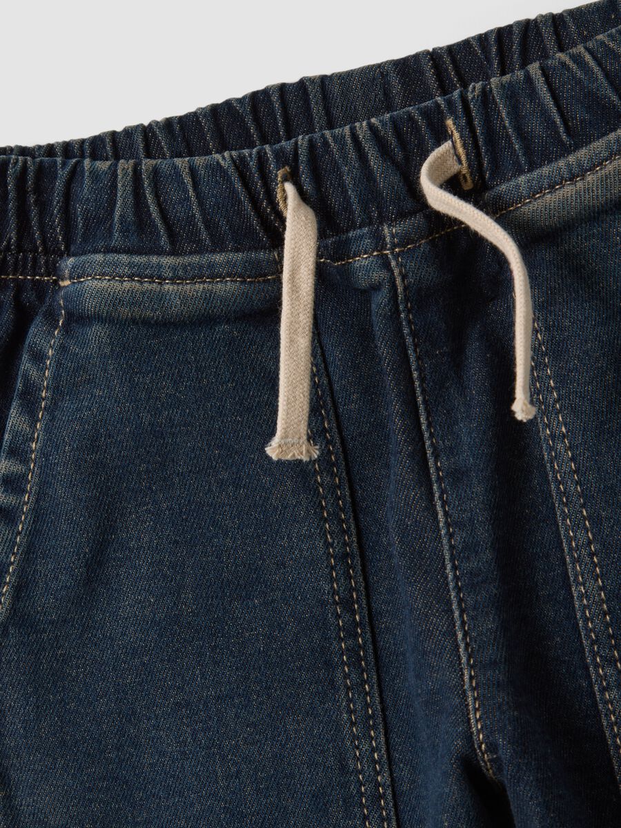 Pantaloni blu in cotone elasticizzato balloon fit_2