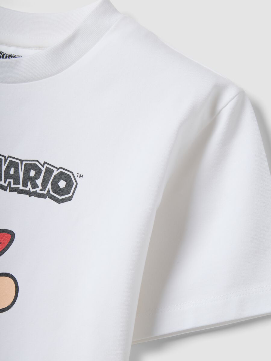 T-shirt in cotone elasticizzato bianco da bambino con Super Mario_2