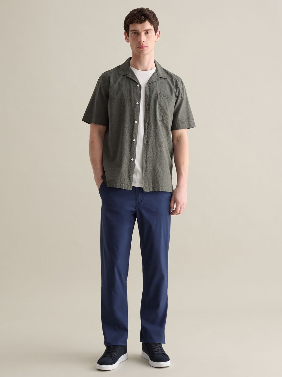Green Cotton Bowling Collar Shirt_1