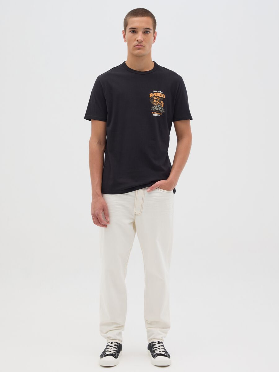 Black short sleeve cotton T-shirt Ovs_1