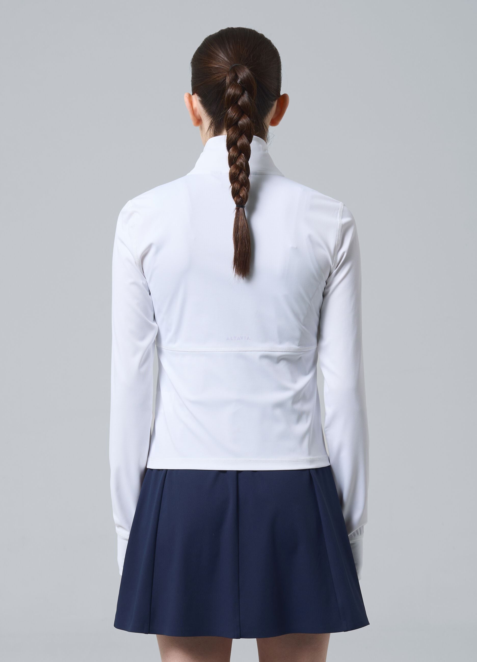 Felpa full zip bianca in tessuto tecnico elasticizzato ALTAVIA COURT