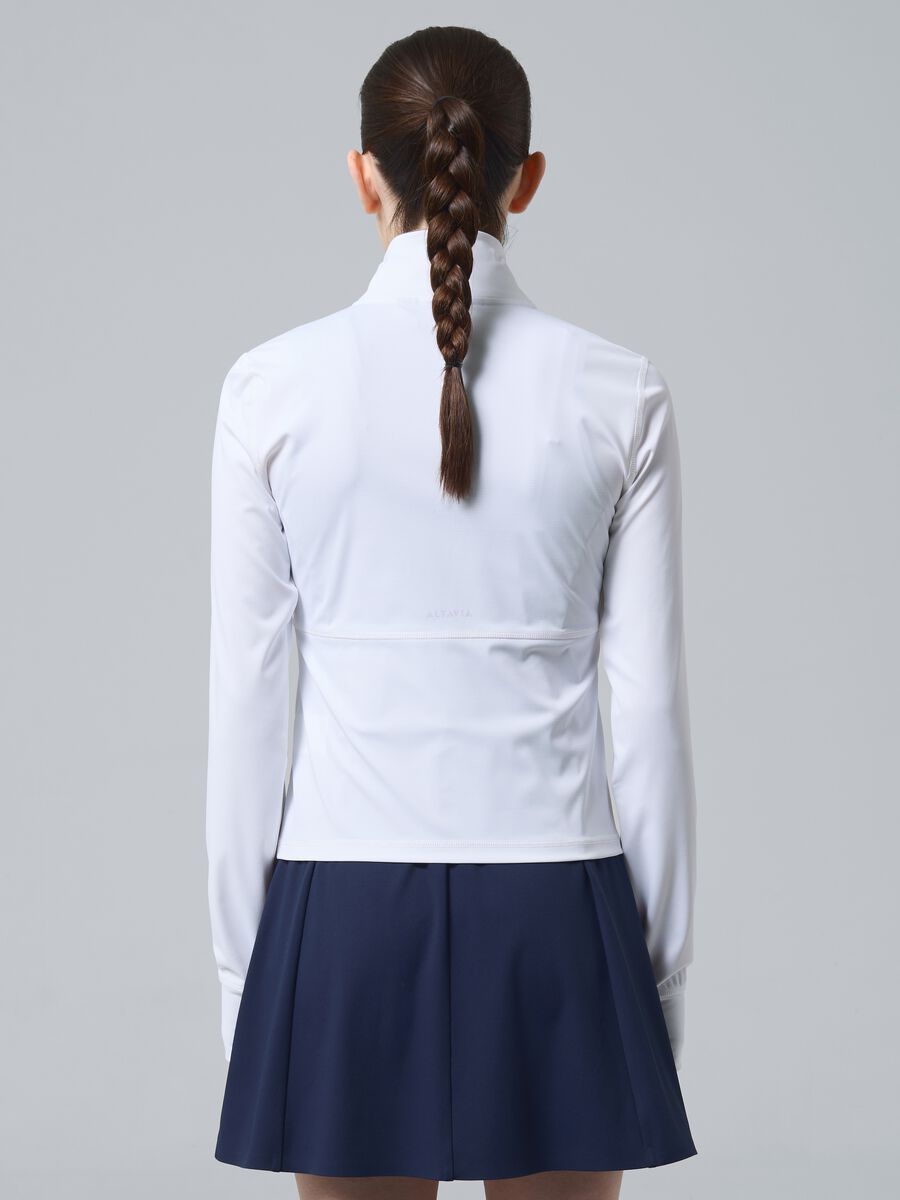 White ALTAVIA COURT full-zip sweatshirt in stretch technical fabric_3