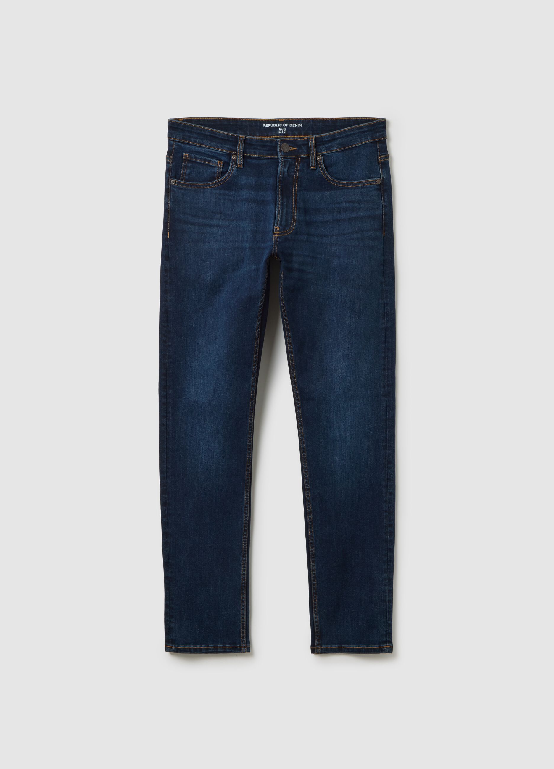 Blue slim fit denim trousers