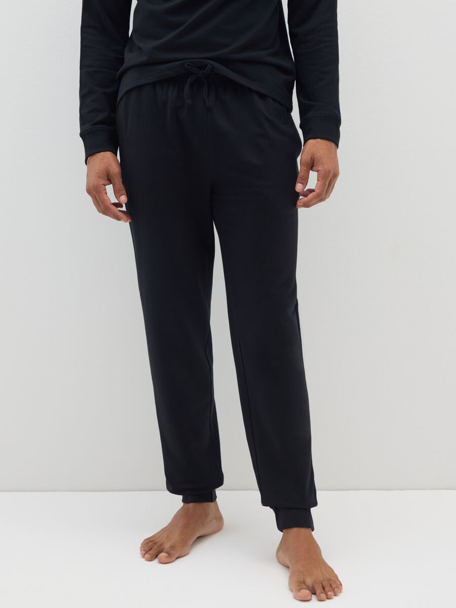 Pigiama in puro cotone nero regular fit_3
