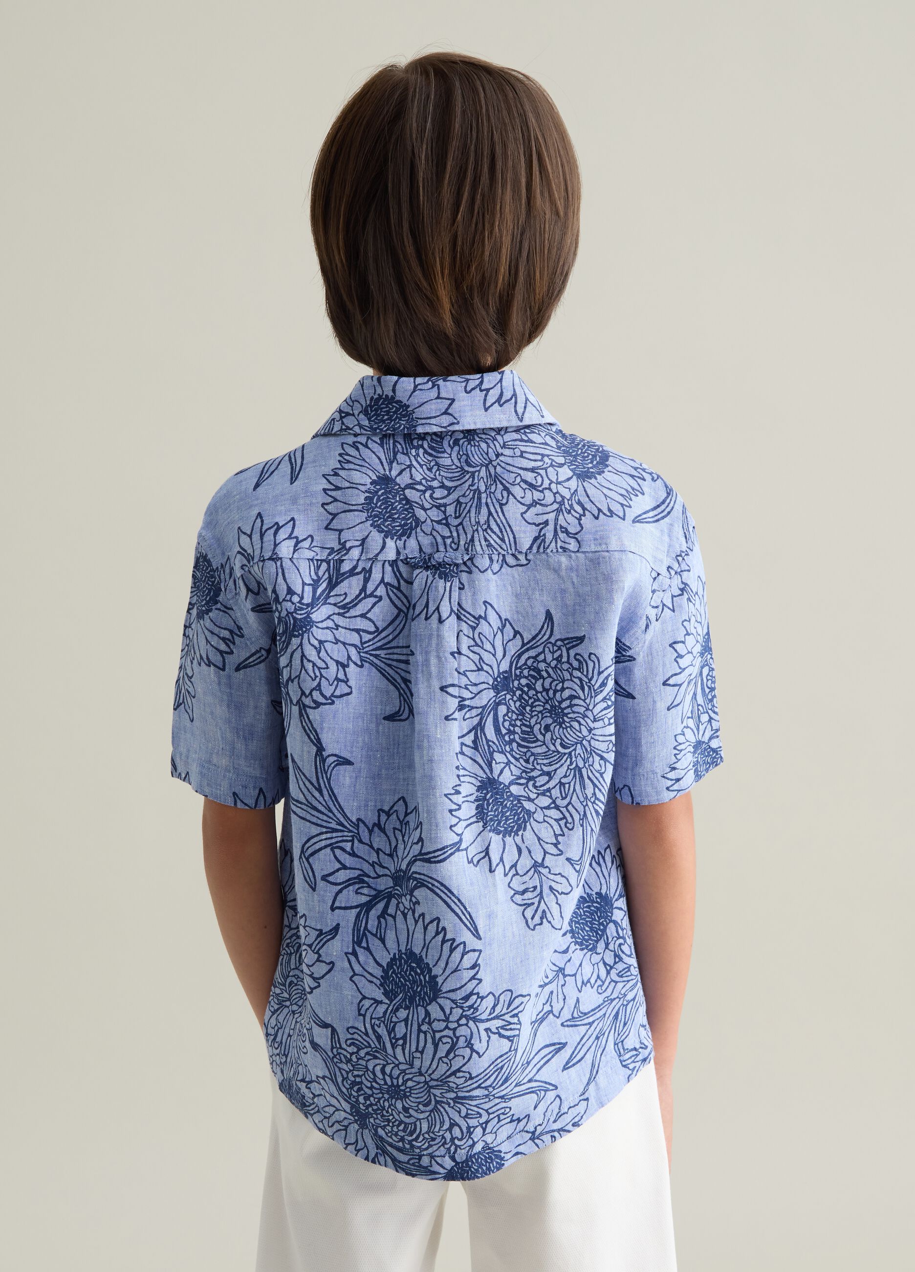 Blue Linen Children's Shirt - Regular Fit