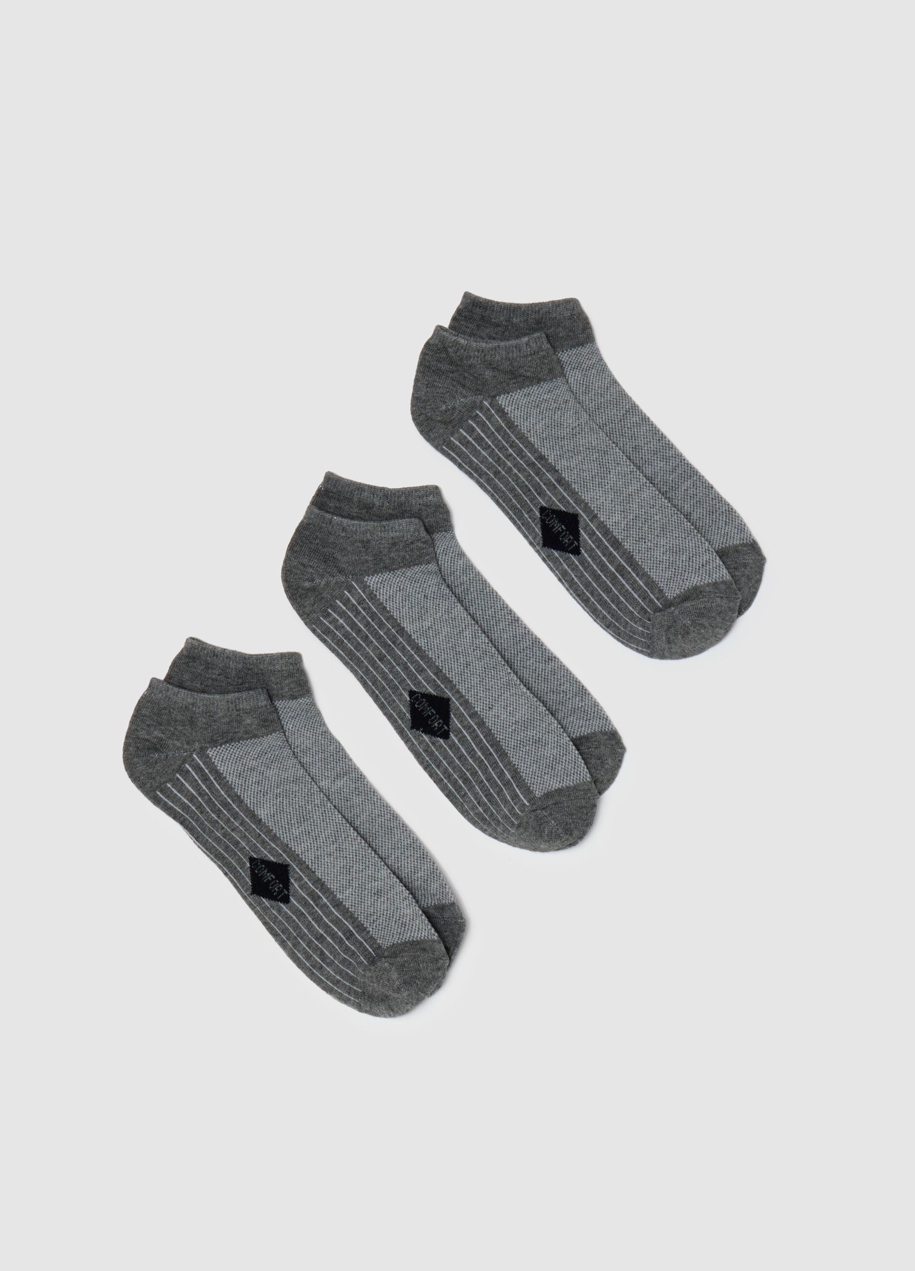 Men's Grey Cotton Blend Ankle Sock Tripack