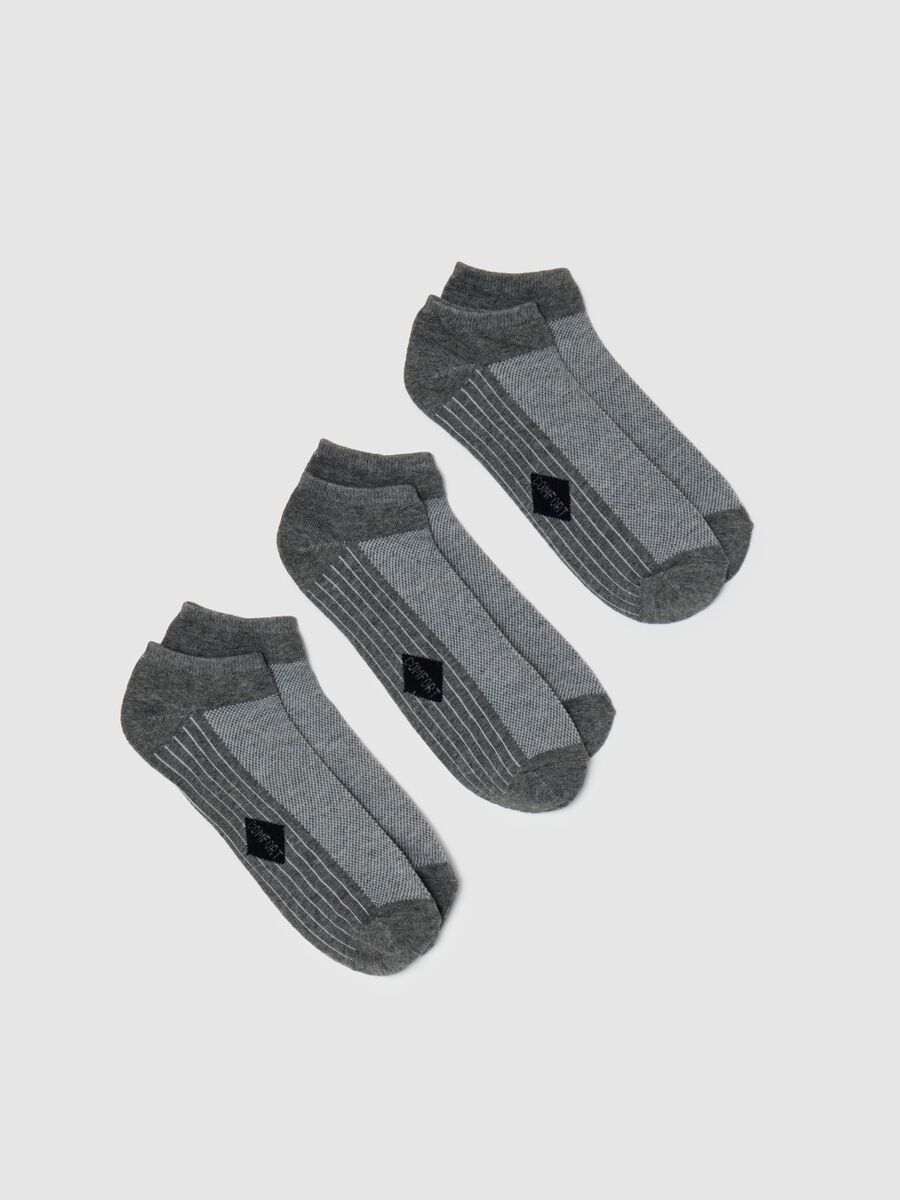 Men's Grey Cotton Blend Ankle Sock Tripack_0