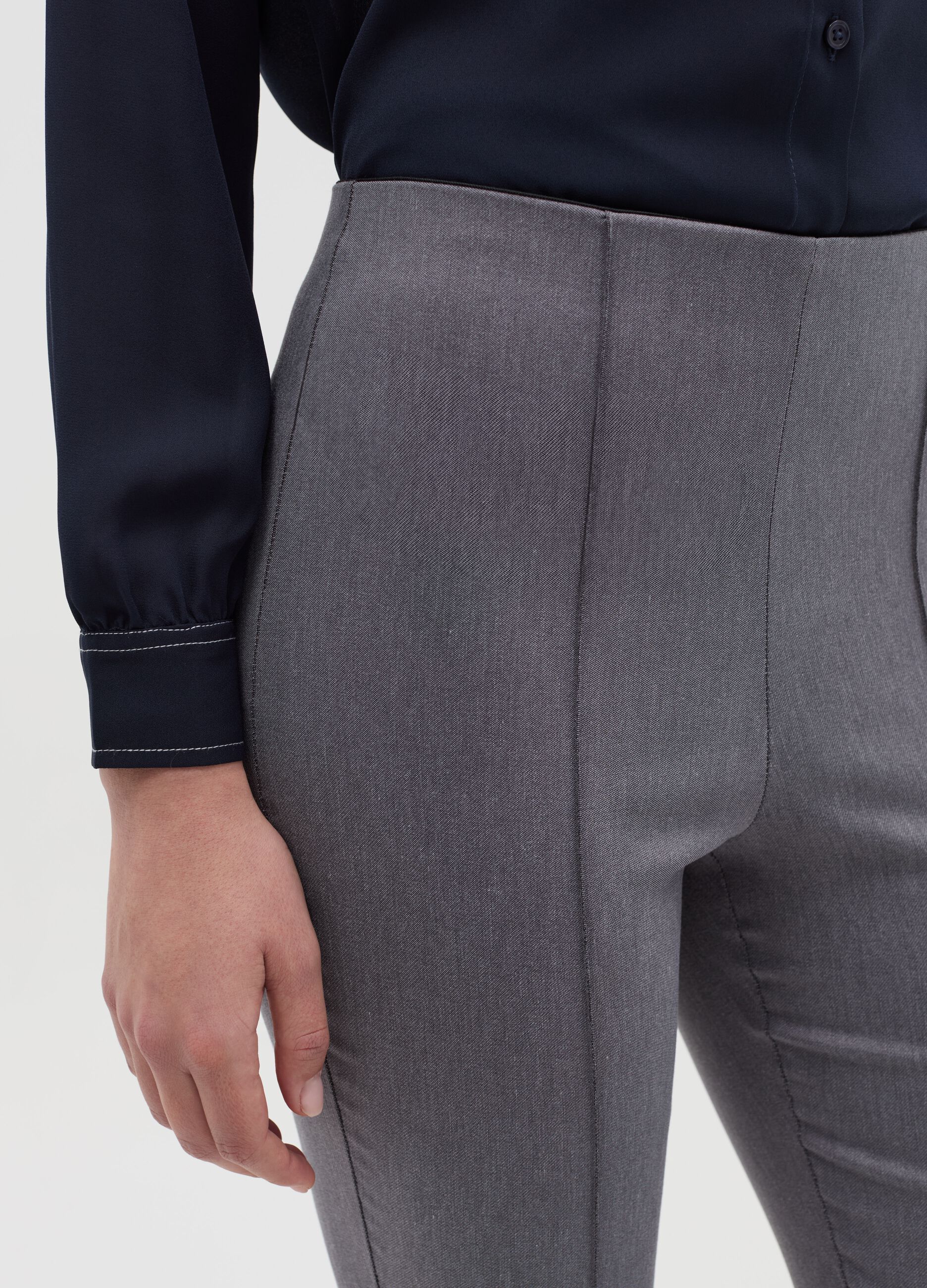 Mélange grey treggings with raised stitching