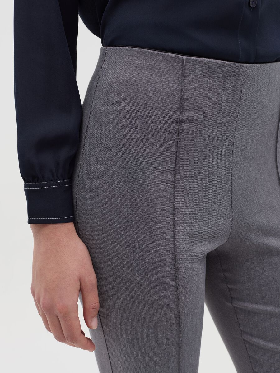 Mélange grey treggings with raised stitching_2