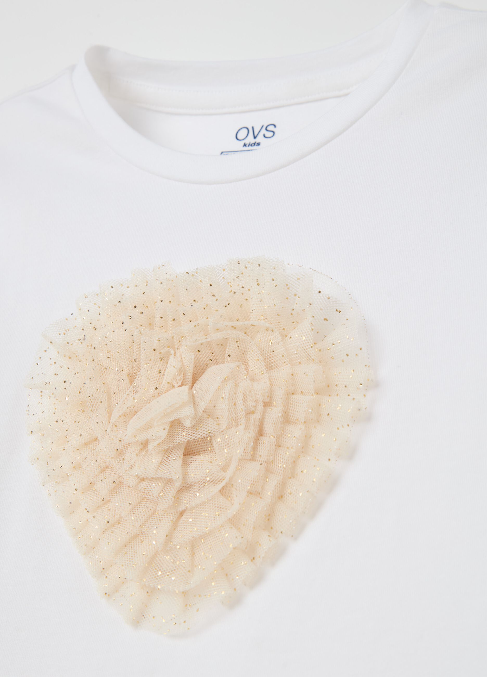 Long-sleeved T-shirt with tulle heart