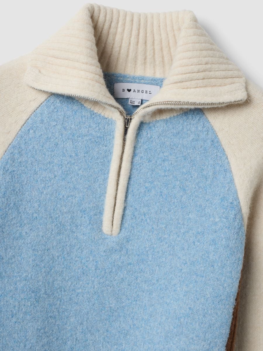Sky Blue Stretch Wool Half-Zip Jumper_1