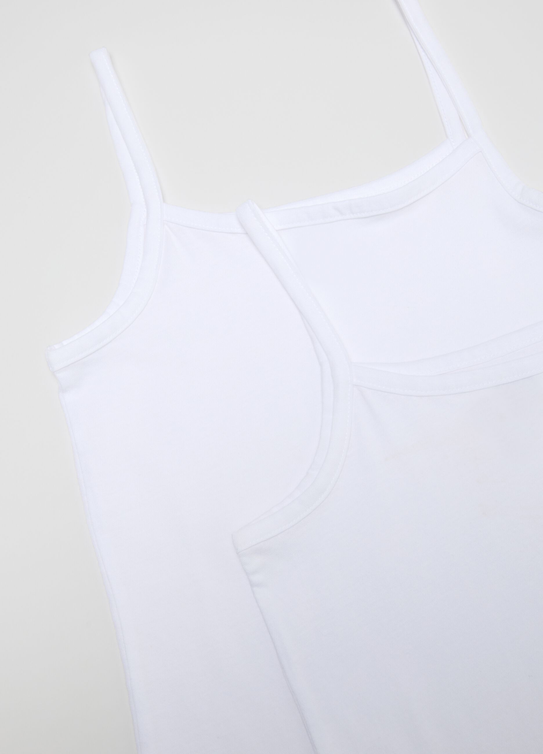 Girl's white tank tops bipack in pure cotton regular fit