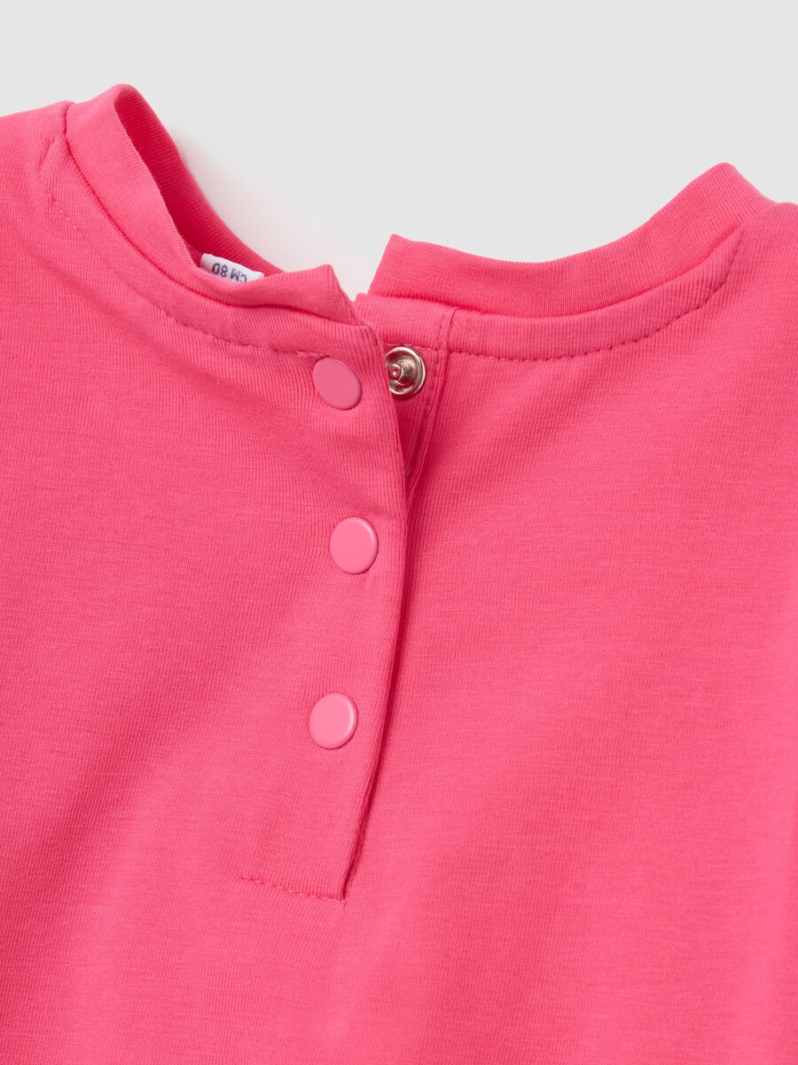 Pink round neck T-shirt with embroidered details Fagottino_3