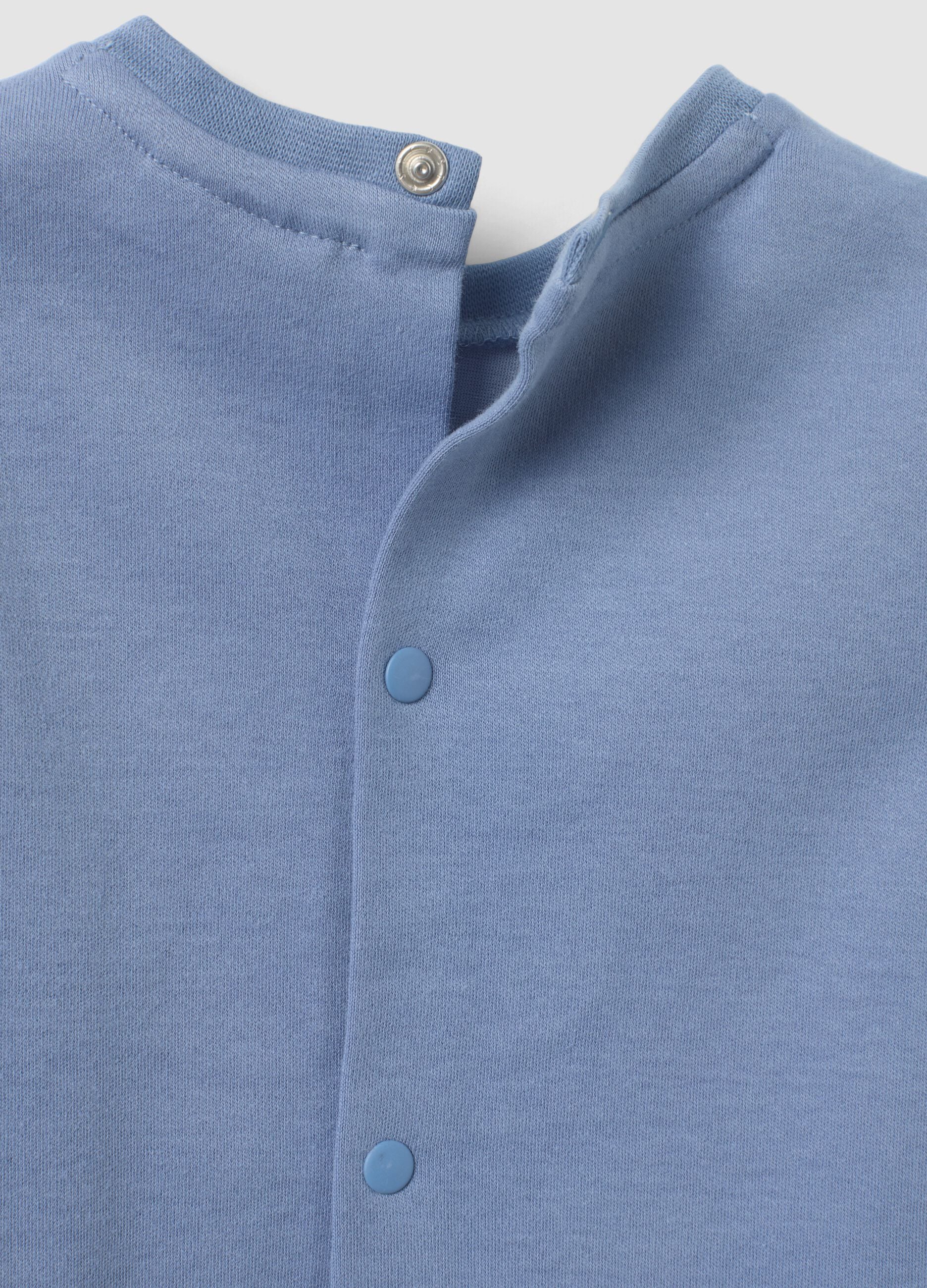 Blue long-sleeved baby top in pure organic cotton