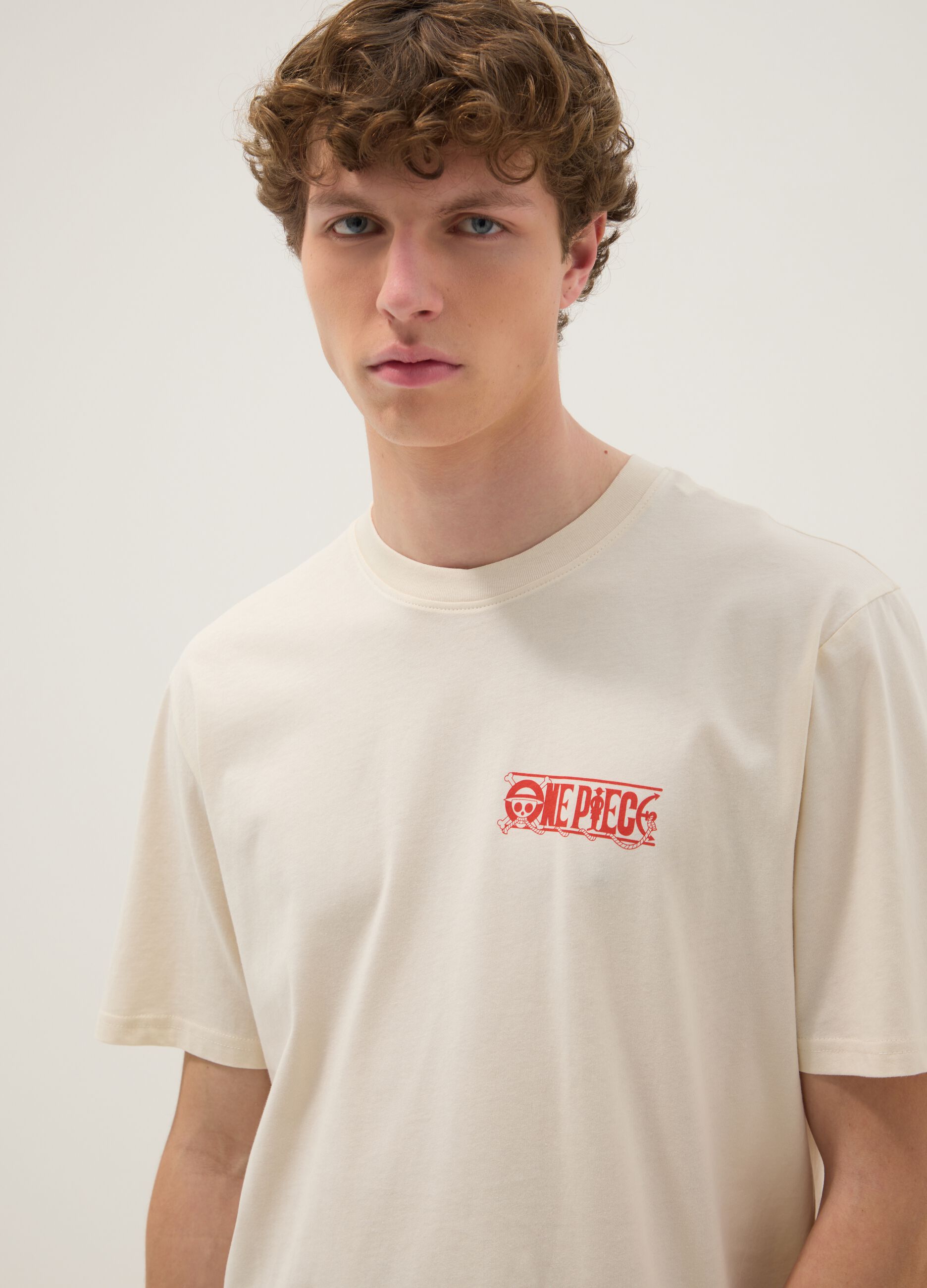 White One Piece print T-shirt in pure cotton, relaxed fit