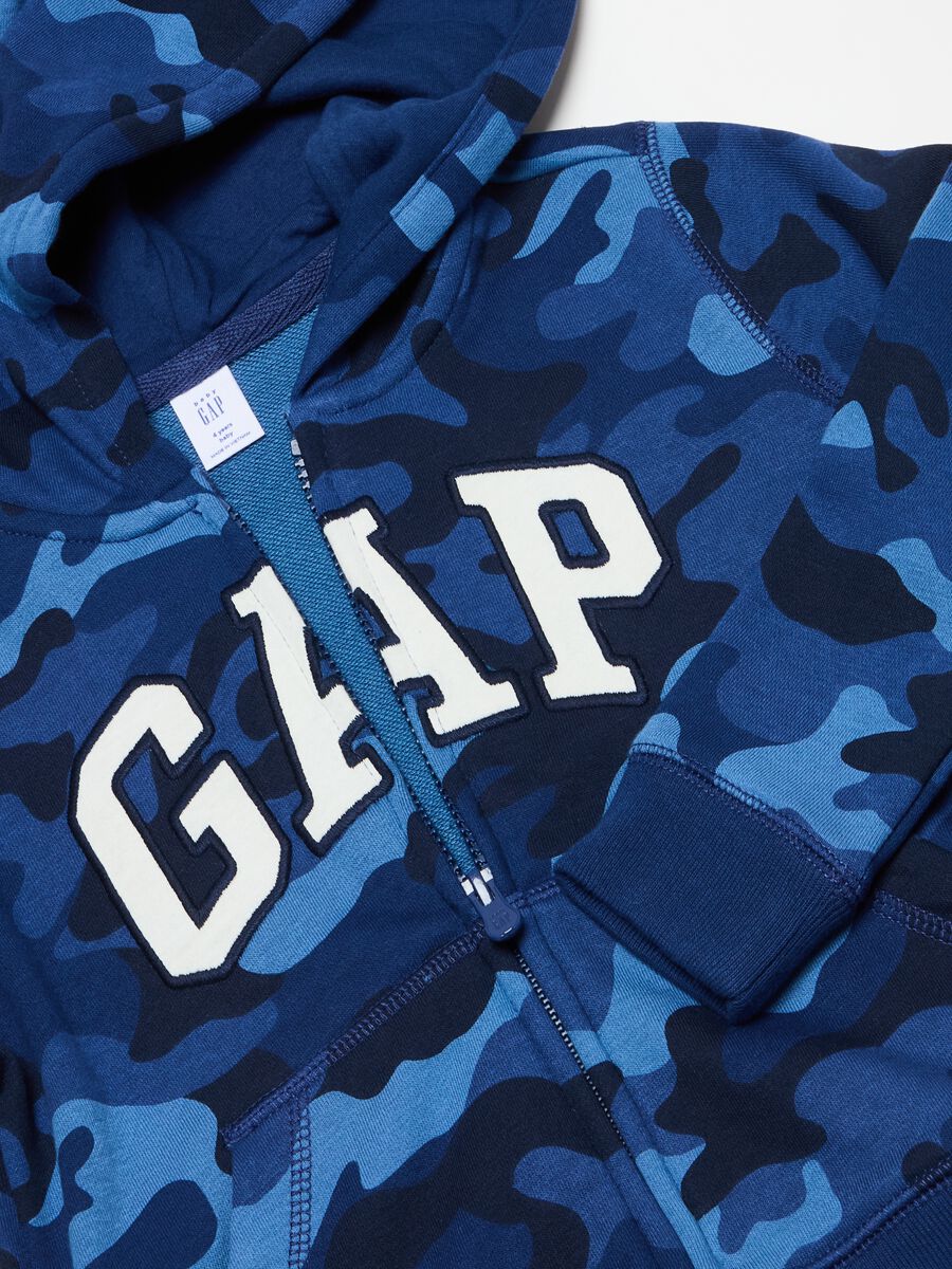 Full-zip camouflage sweatshirt with hood_2
