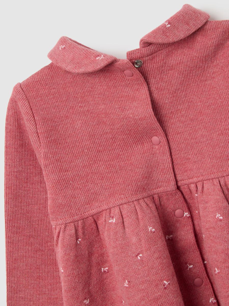 Vestito rosa da neonata in puro cotone regular fit con collo girotondo_3