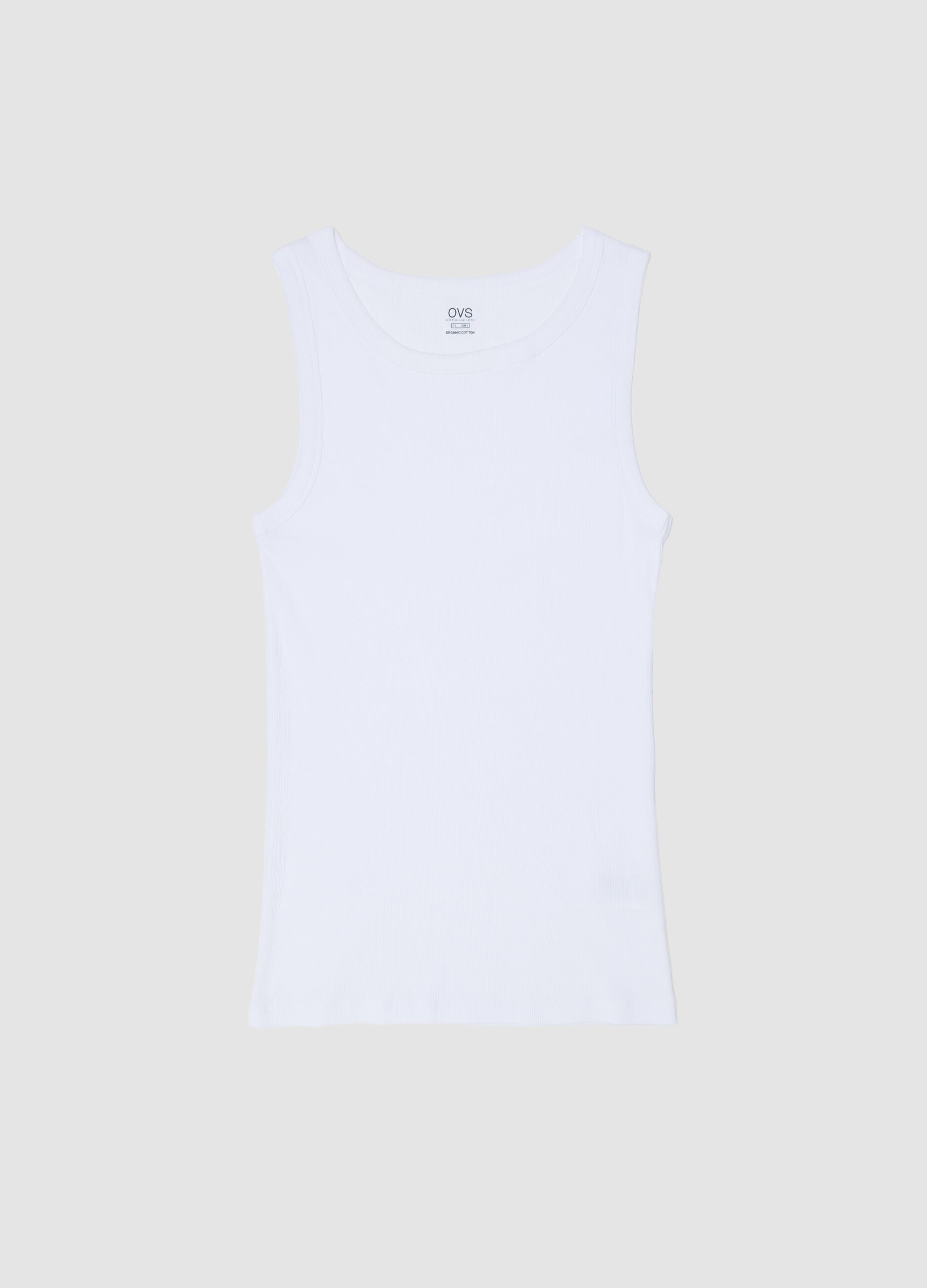 White pure cotton tank top regular fit